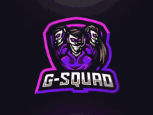 a logo for g-squad shows a skull with wings