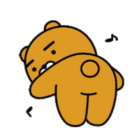 a cartoon bear is laying down and covering his face with his hand