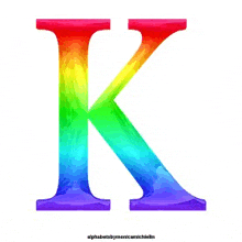 a rainbow colored letter k on a white background