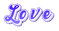 the word love is written in purple letters on a white background