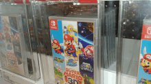 a display of super mario 3d video games for the nintendo switch