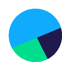 a pie chart with three different colored circles