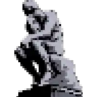 a pixel art of a statue of a man thinking
