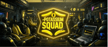 an advertisement for potassium squad shows a bunch of robots