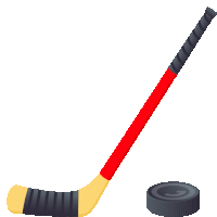 an illustration of a hockey stick and puck