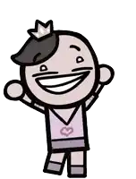 a cartoon character with a crown on his head is laughing