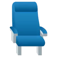 a blue chair with silver arm rests and a headrest