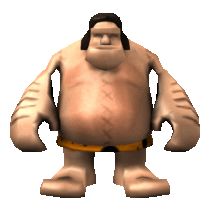 a cartoon character with a big belly and huge arms and legs