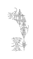 a black and white drawing of a cross with a quote written on it