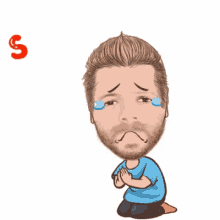 a cartoon of a man kneeling down with tears running down his face and the words sorry written above him .