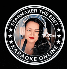 a starmaker the best karaoke online logo with a woman in headphones