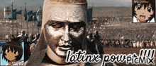 a statue of a man with the words latinx powpiemix on it