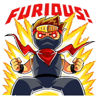 a cartoon of a ninja with the word furious written on the top