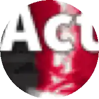 a red circle with the word agl in white letters on it