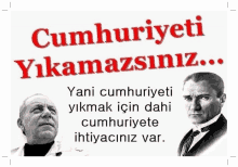 two men are standing next to each other on a poster that says cumhuriyet