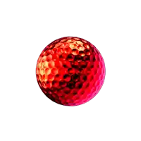 a red golf ball on a white background with holes in it