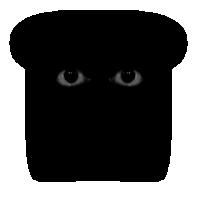 a silhouette of a slice of bread with two eyes