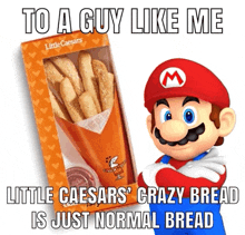 a picture of mario next to a box of little caesars