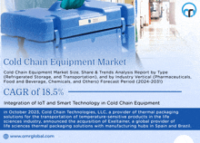 an advertisement for a cold chain equipment market shows a blue box