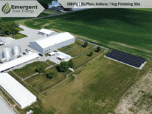 an aerial view of a farm with the words emergent solar energy