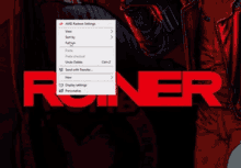 a computer screen with the word roner in red