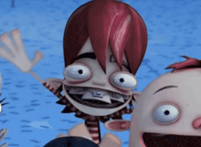 a cartoon character with braces on his teeth looks at the camera