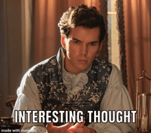 a picture of a man with interesting thought written below him