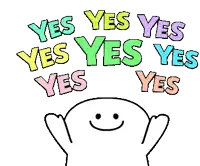 a smiling face is surrounded by the words yes yes yes yes yes