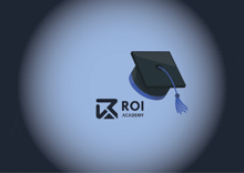 a blue background with a graduation cap and the words roi academy below it