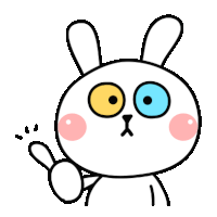 a cartoon rabbit with big eyes is giving a thumbs up sign