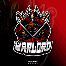 a logo for a company called warlord with a samurai holding two swords