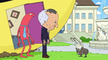 a cartoon of a man in a suit and tie