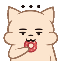 a cartoon cat eating a donut with sprinkles on it