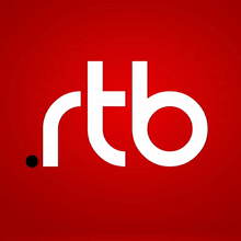 a red sign with white letters that says rtb on it