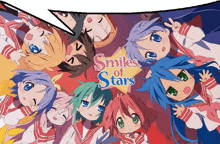 a group of anime characters with the words smiles of stars on the top