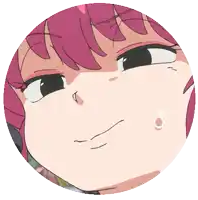 a close up of a pink haired anime character 's face