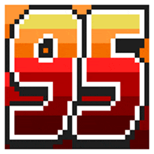 a pixel art of the number 25 on a red background