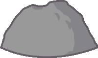 a cartoon drawing of a large rock with a purple outline