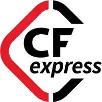 a black and red cf express logo with a red arrow