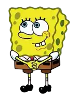 a cartoon character named spongebob is wearing a tie and pants