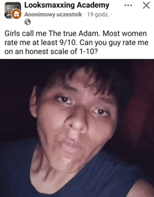 a facebook post from looksmaxxing academy shows a woman
