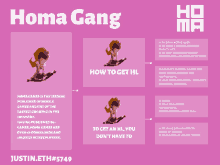 a pink poster that says homa gang and how to get an hl