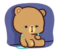 a cartoon teddy bear is crying with tears coming out of his eyes