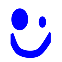 a blue smiley face with a circle in the middle