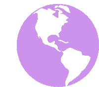 a purple globe with a white outline of the earth