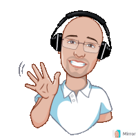 a cartoon of a man wearing headphones and glasses