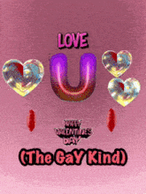 a pink background with hearts and the words love u happy valentines day