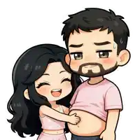 a cartoon of a man and a woman hugging