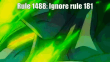 rule 1488 : ignore rule 181 is displayed on a green background