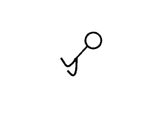 a black and white drawing of a stick figure with a circle around it